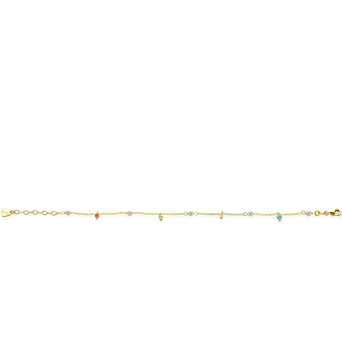 Zinzi Liekes Favorieten ZIA2705G goudkleurige armband met multicolor hangers 5.5 mm breed - Lengte 17-20 cm