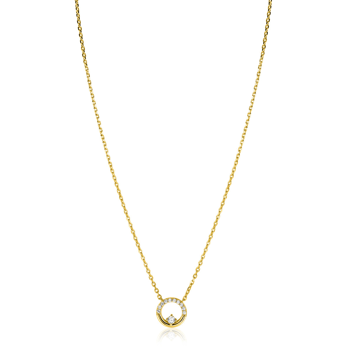 Zinzi Liekes Favorieten ZIC2725Y goudkleurige ketting met ronde hanger 12 mm breed - Lengte 42-45 cm