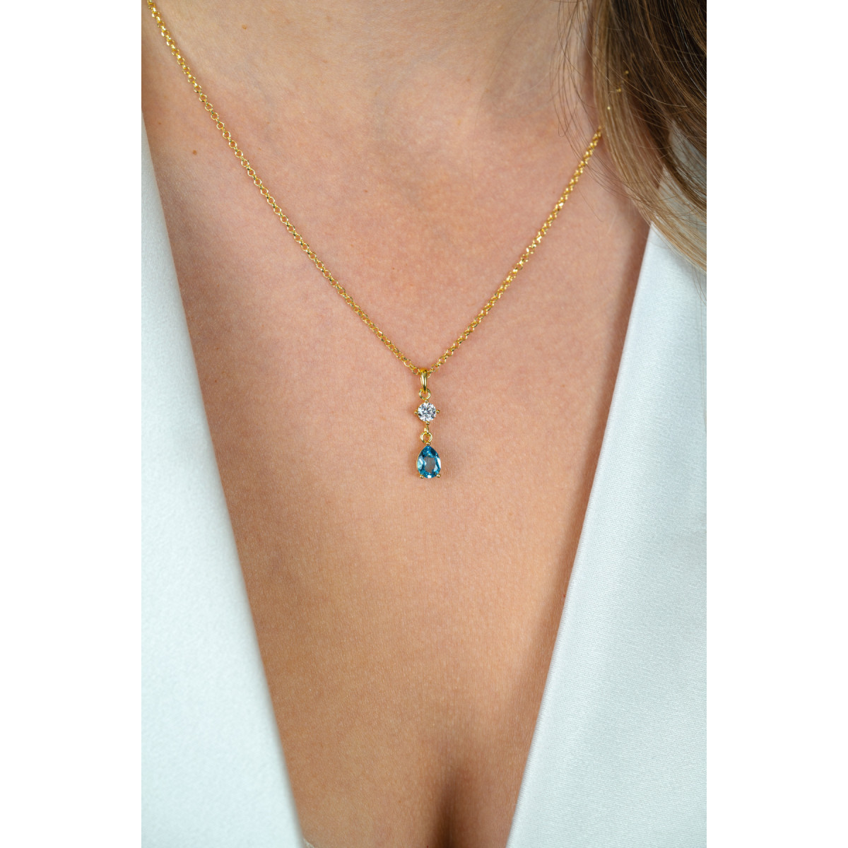 Zinzi Liekes Favorieten ZIC2744 gold plated ketting druppelhanger 5 mm breed - Lengte 42-45 cm