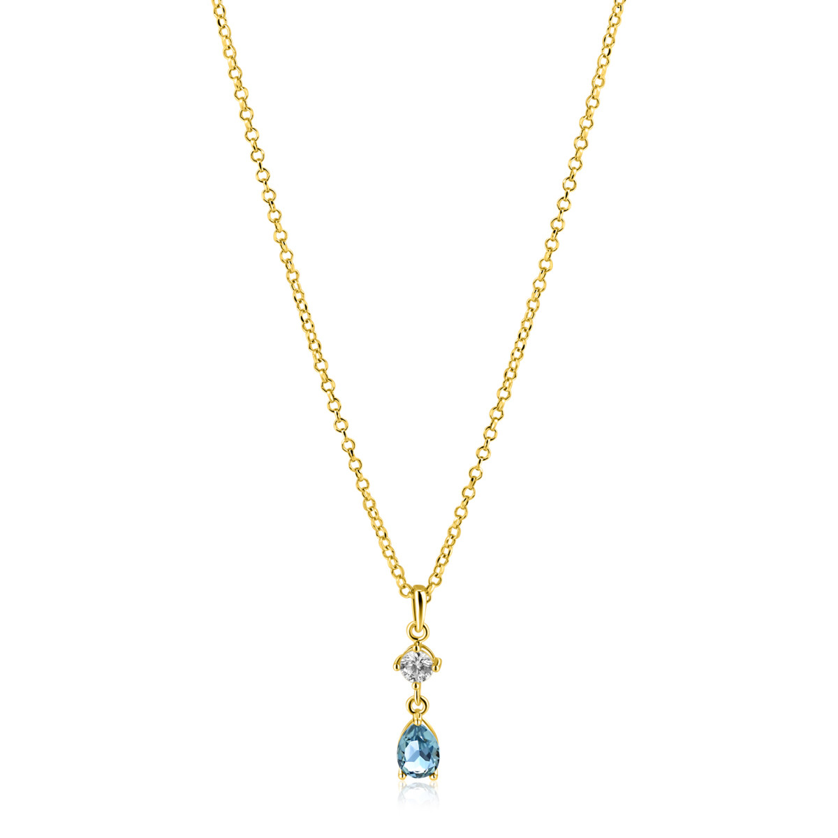 Zinzi Liekes Favorieten ZIC2744 gold plated ketting druppelhanger 5 mm breed - Lengte 42-45 cm