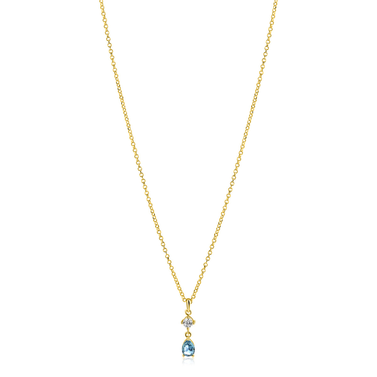 Zinzi Liekes Favorieten ZIC2744 gold plated ketting druppelhanger 5 mm breed - Lengte 42-45 cm