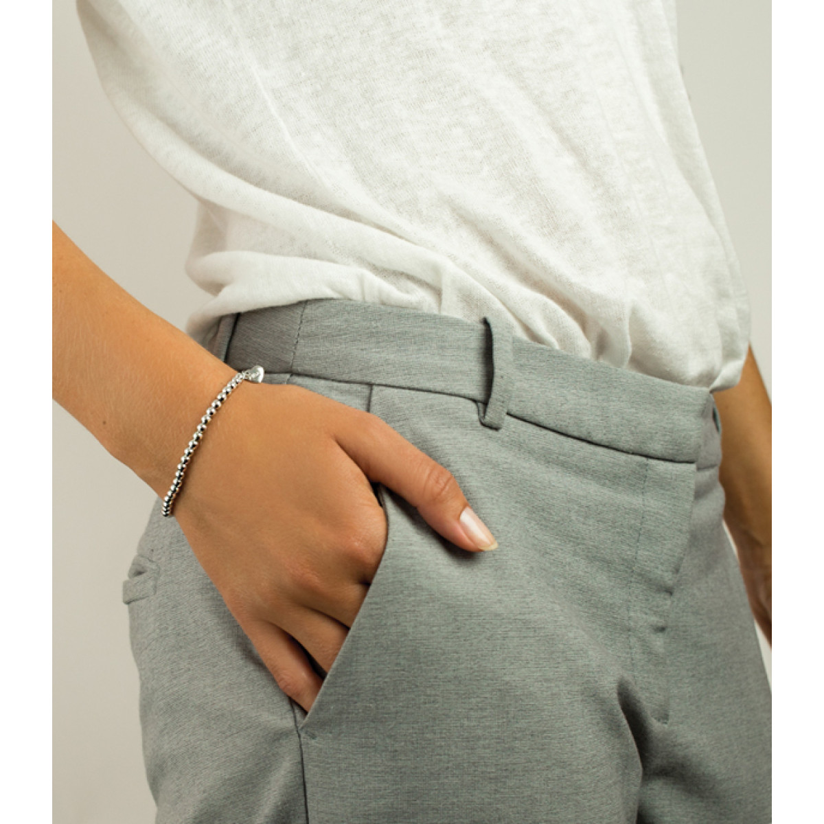 Zinzi ZIA1010 zilveren armband met bolletjes schakels 4 mm breed - Lengte 17-20 cm