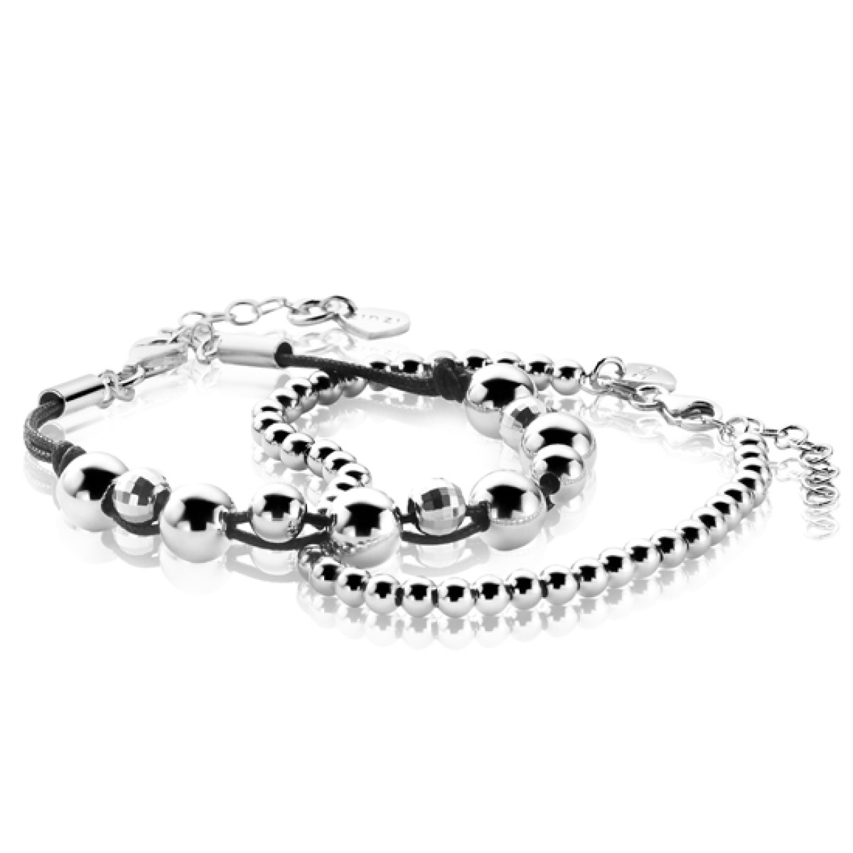 Zinzi ZIA1010 zilveren armband met bolletjes schakels 4 mm breed - Lengte 17-20 cm