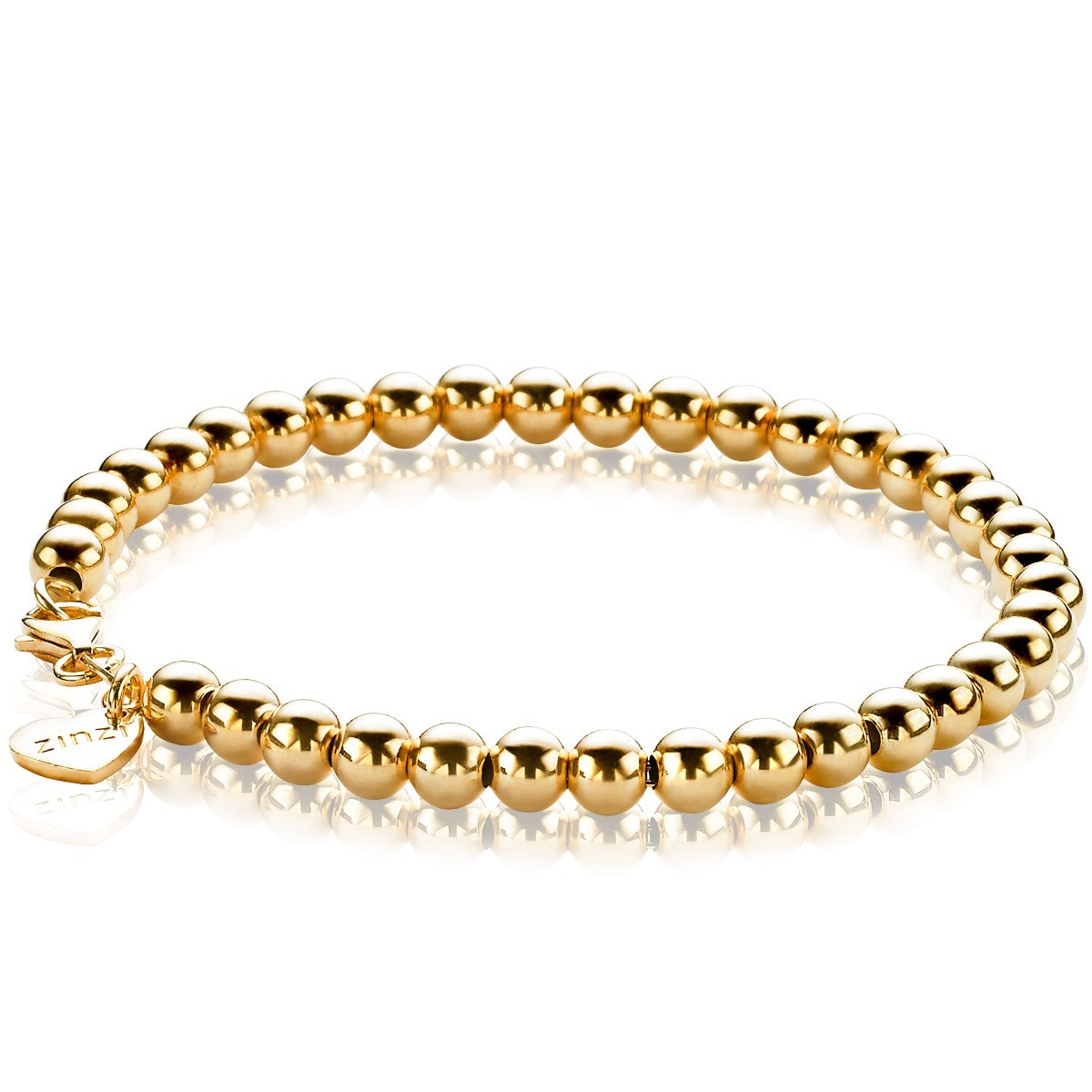 Zinzi ZIA1010G goudkleurige kralenarmband glanzende afwerking 4 mm breed - Lengte 17-20 cm