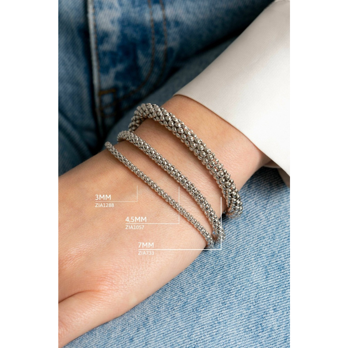 Zinzi ZIA1057-21 925 zilveren armband met bolletjes schakels 4.5 mm breed - Lengte 21 cm