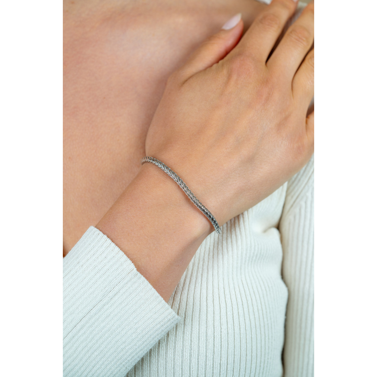 Zinzi ZIA1124 zilveren schakelarmband met vossenstaart schakels 3 mm breed - Lengte 19 cm