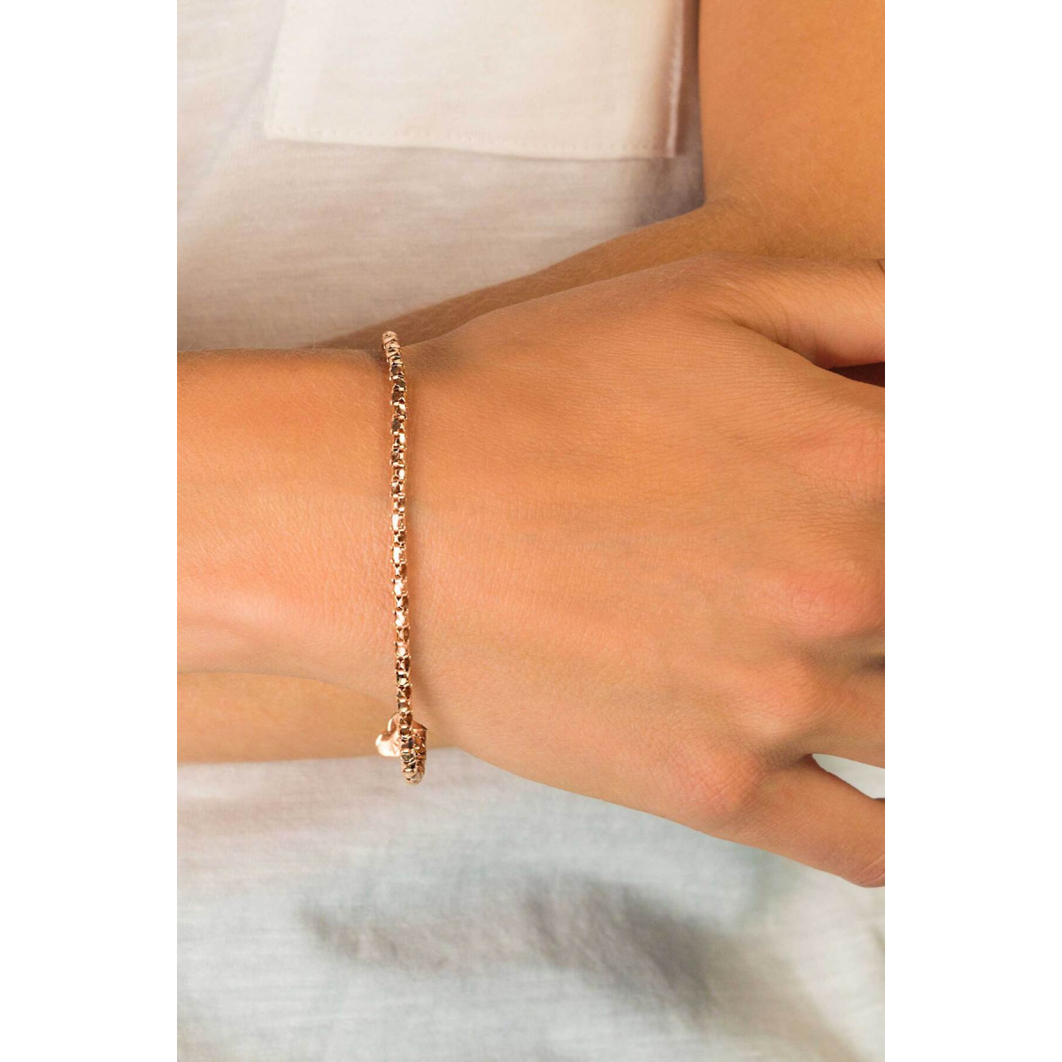 Zinzi ZIA1129R rosékleurige armband met glanzende schakels 2.5 mm breed - Lengte 19 cm
