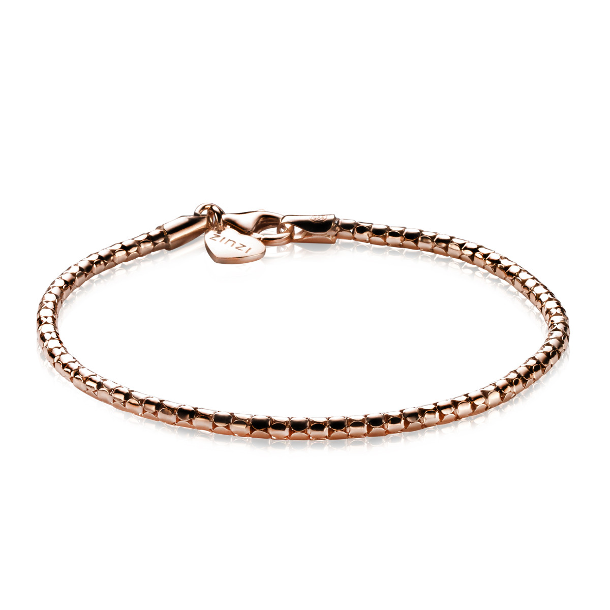 Zinzi ZIA1129R rosékleurige armband met glanzende schakels 2.5 mm breed - Lengte 19 cm