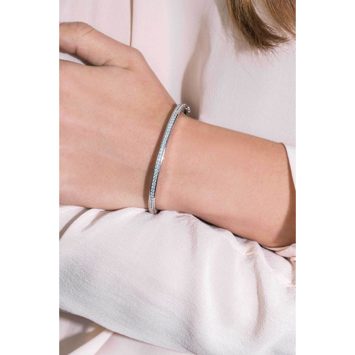 Zinzi ZIA1240 zilveren bangle met briljant geslepen zirkonia's 3.5 mm breed - Diameter 60 mm