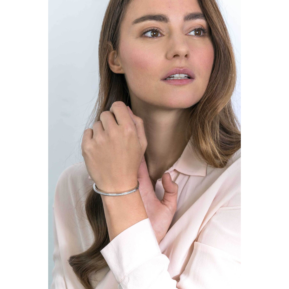 Zinzi ZIA1240 zilveren bangle met briljant geslepen zirkonia's 3.5 mm breed - Diameter 60 mm