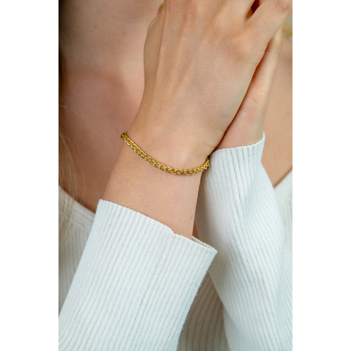 Zinzi ZIA1260G gold plated armband met vossenstaart schakels 3.5 mm breed - Lengte 19 cm