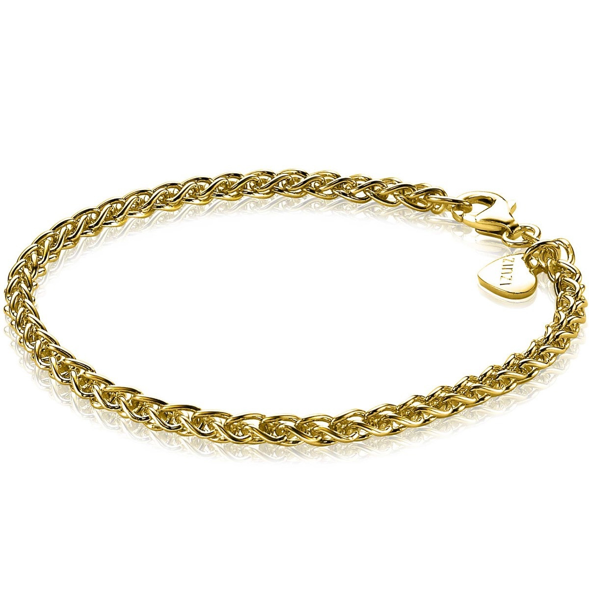 Zinzi ZIA1260G gold plated armband met vossenstaart schakels 3.5 mm breed - Lengte 19 cm