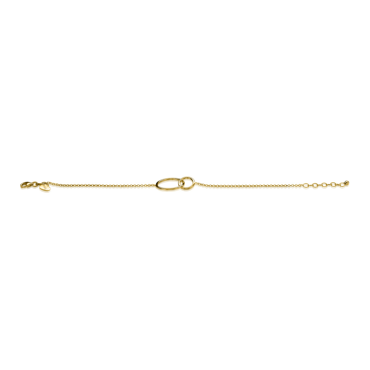 Zinzi ZIA1278G goudkleurige armband met 2 verbonden rondjes 18.5 mm breed - Lengte 18-21 cm