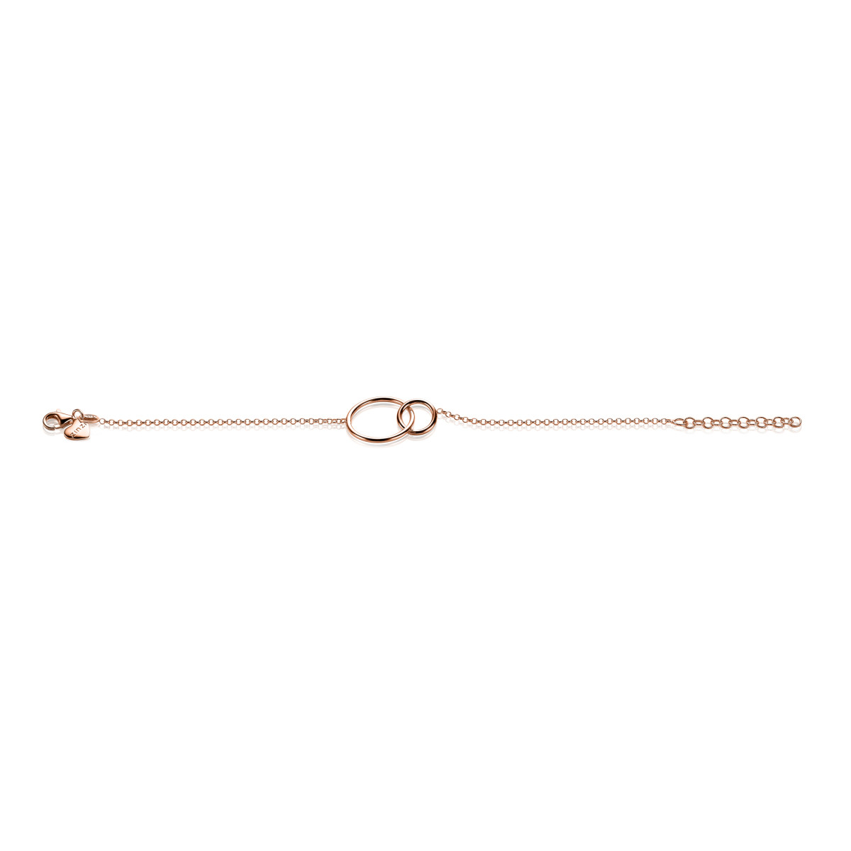 Zinzi ZIA1278R rosékleurige armband met 2 verbonden cirkels 18 mm breed - Lengte 16-19 cm