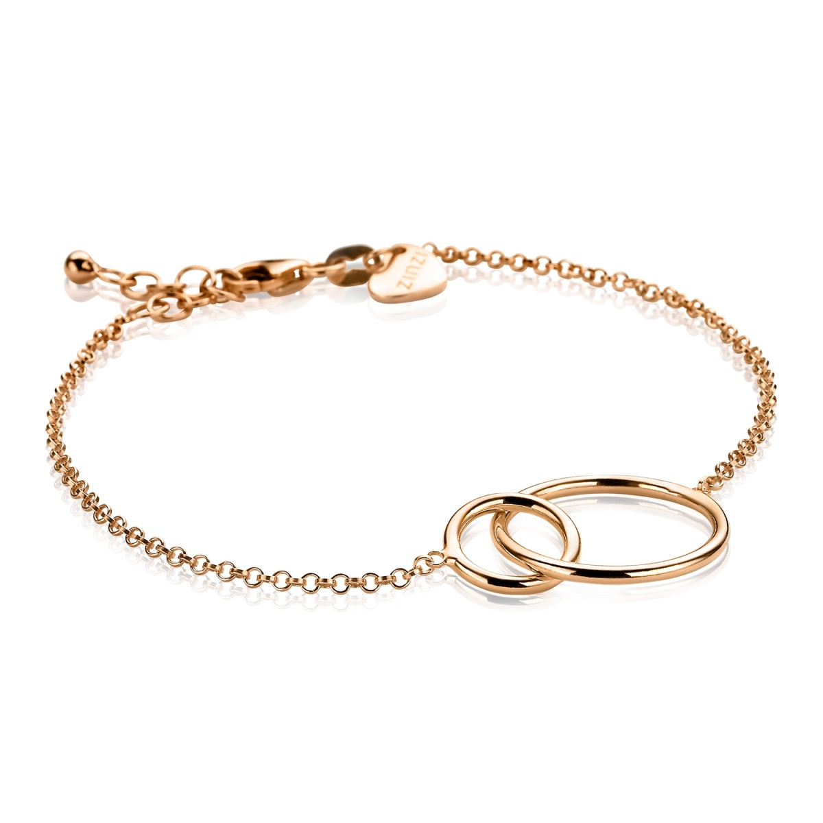Zinzi ZIA1278R rosékleurige armband met 2 verbonden cirkels 18 mm breed - Lengte 16-19 cm