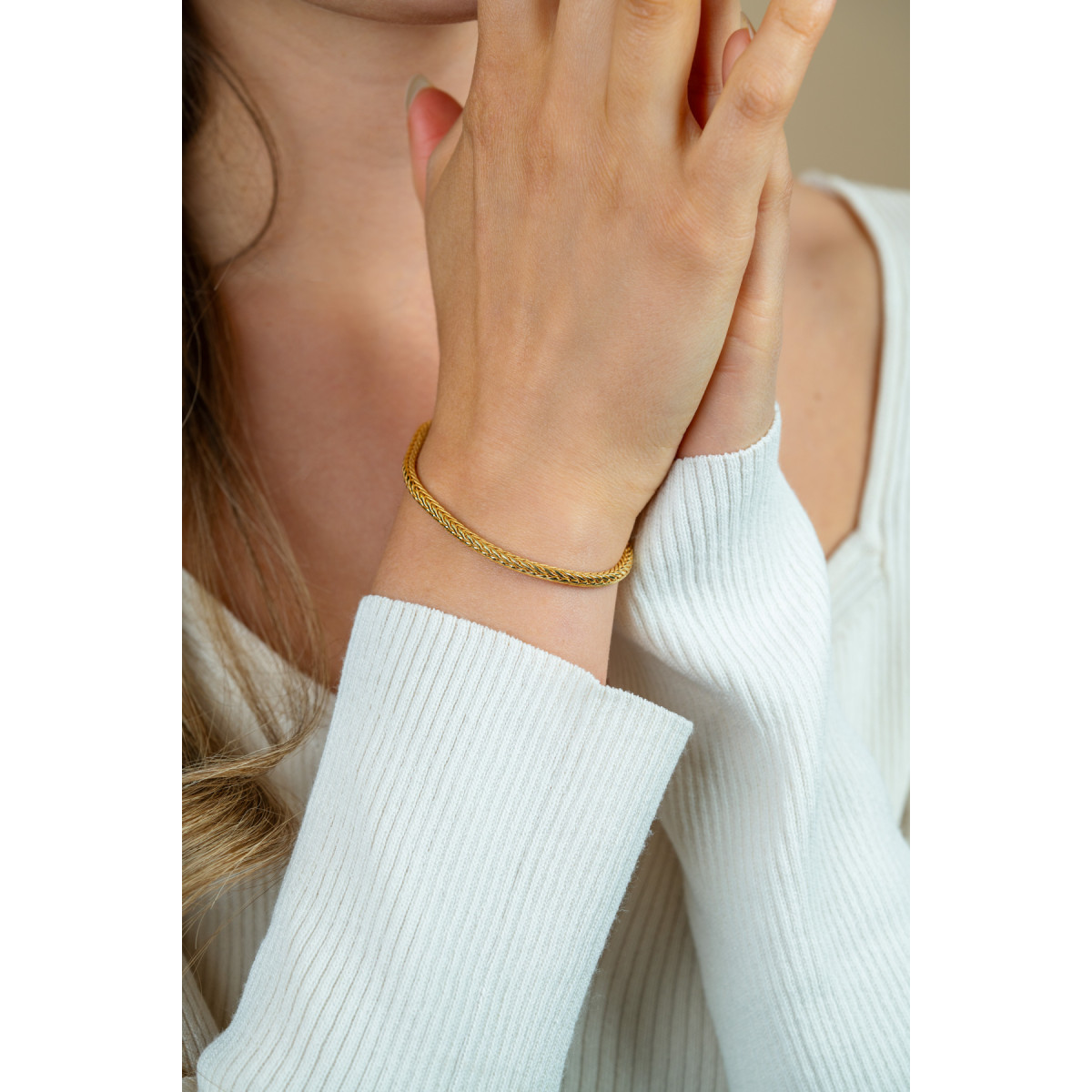 Zinzi ZIA1287G goudkleurige schakelarmband met vossenstaart 2.5 mm breed - Lengte 19 cm