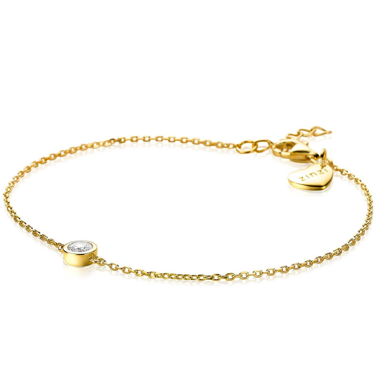 Zinzi ZIA1393Y goudkleurige armband met ronde zirkonia 5 mm breed - Lengte 17-20 cm