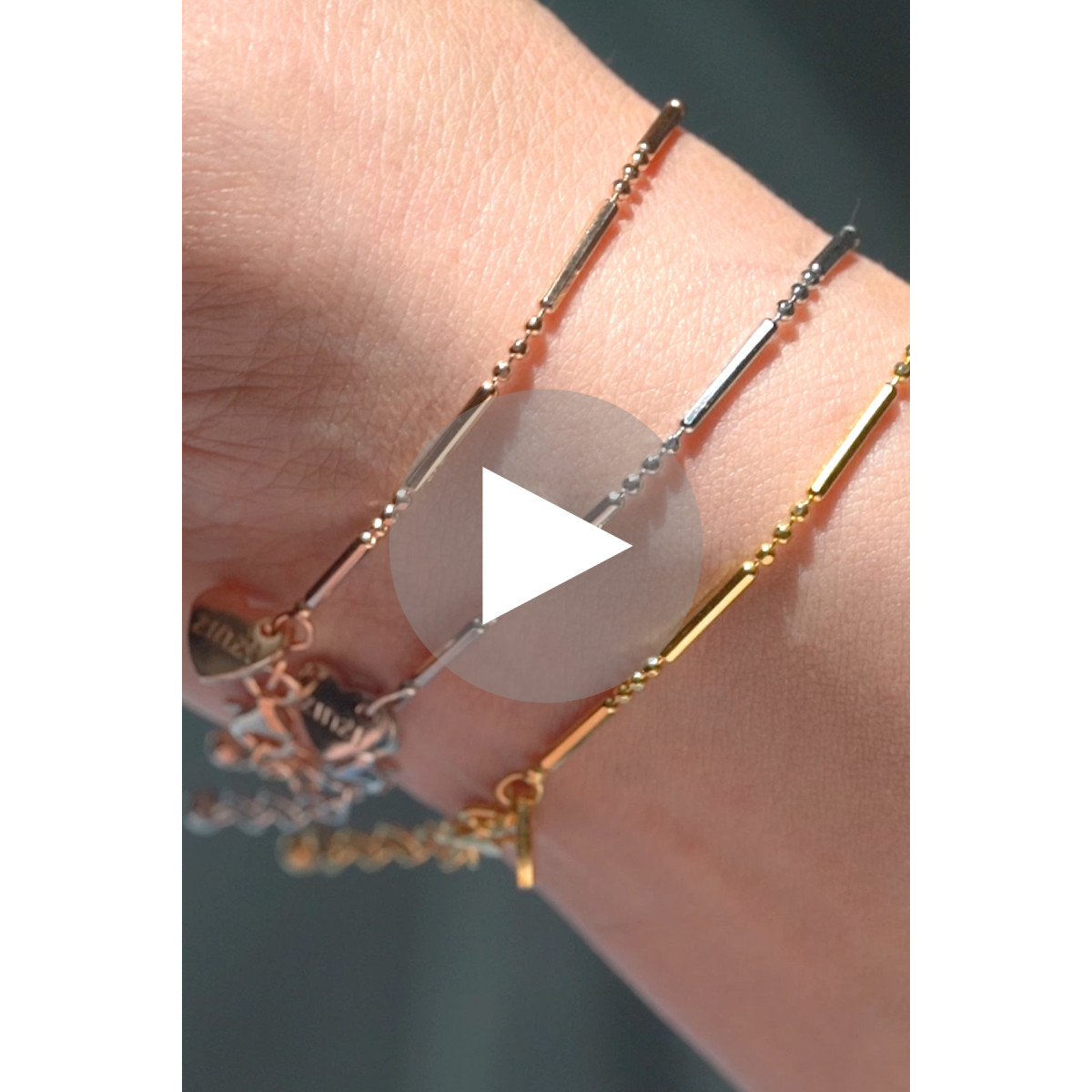 Zinzi ZIA1452 zilveren schakelarmband met staafjes en bolletjes 1.5 mm breed - Lengte 16.5-19 cm