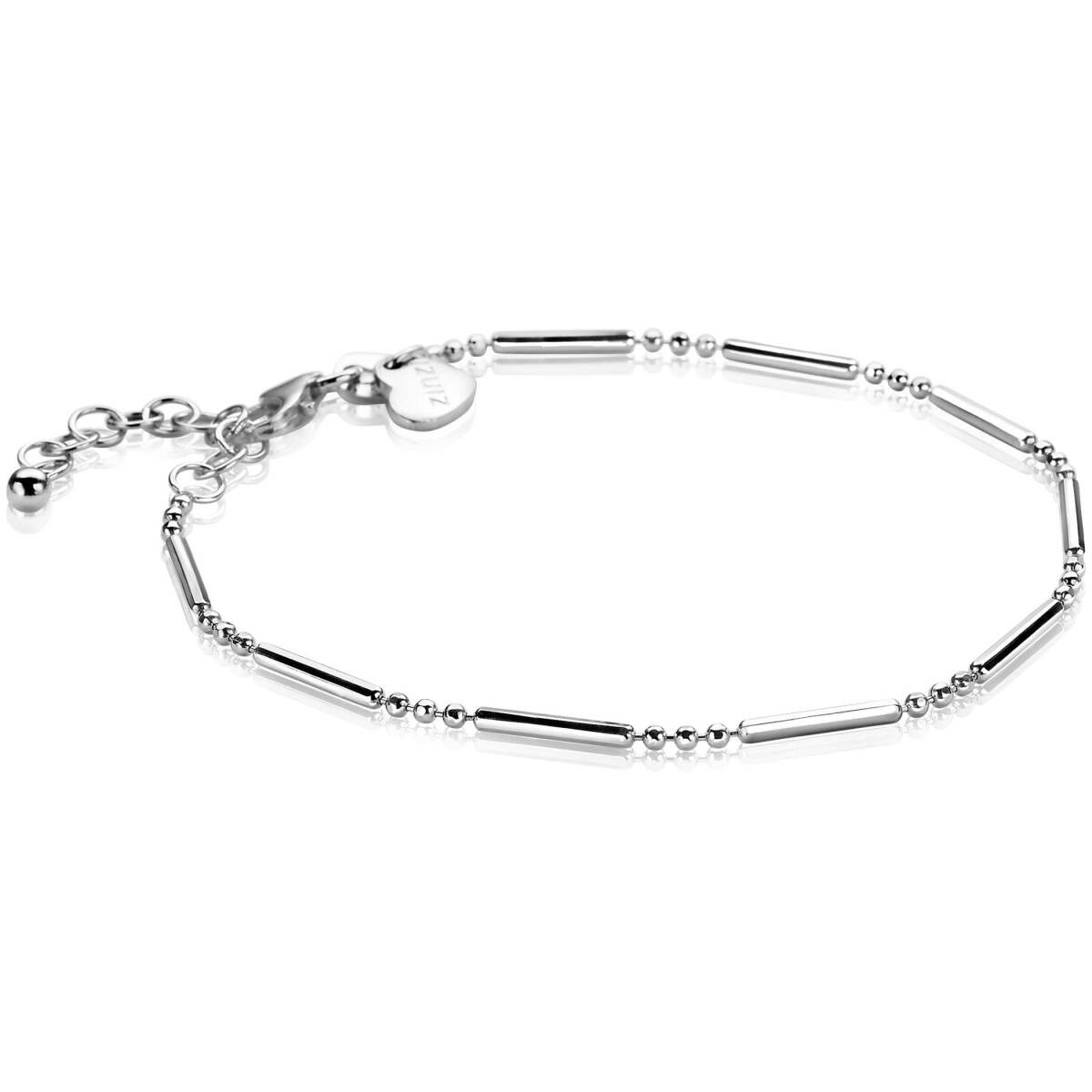 Zinzi ZIA1452 zilveren schakelarmband met staafjes en bolletjes 1.5 mm breed - Lengte 16.5-19 cm