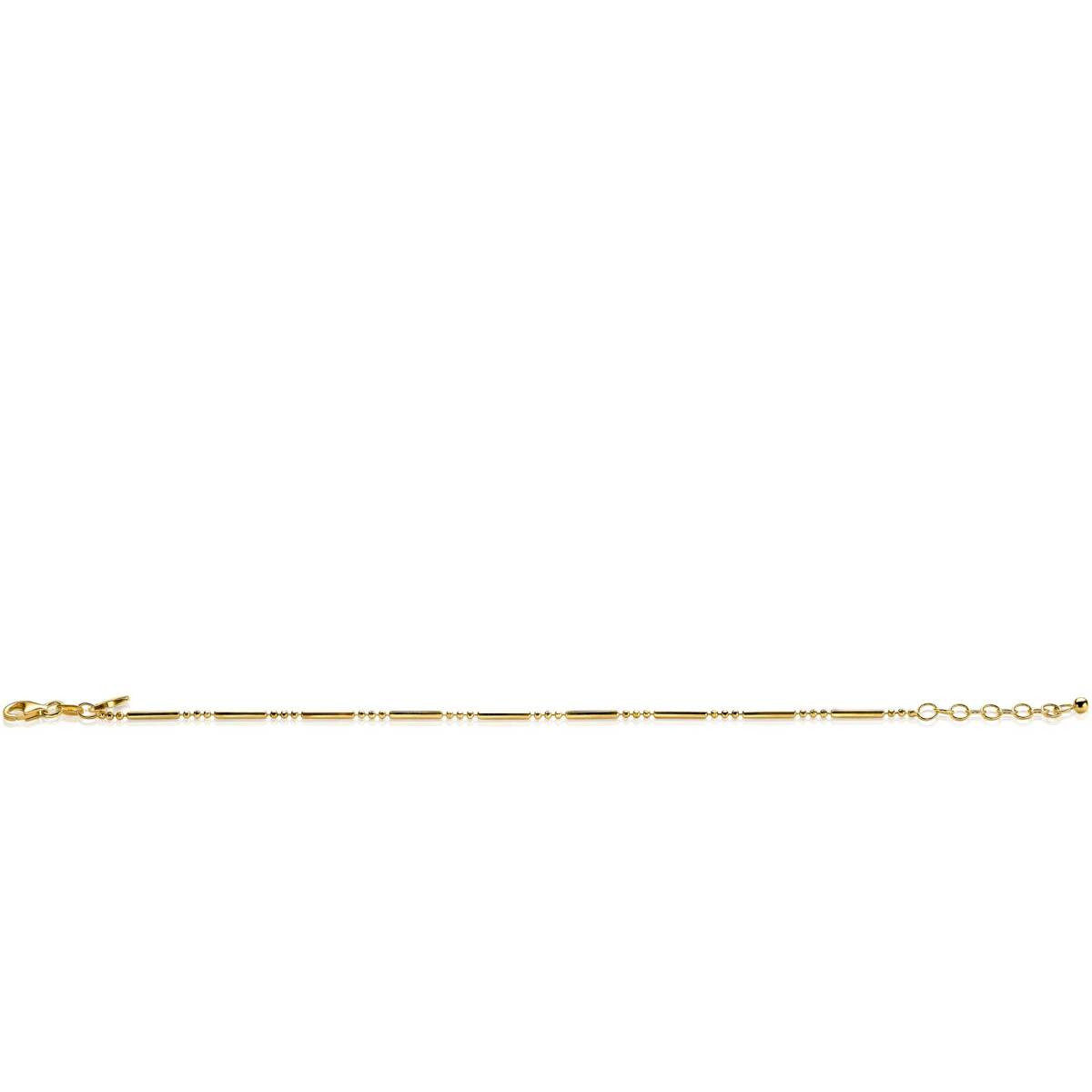 Zinzi ZIA1452G goudkleurige schakelarmband met staafjes en bolletjes 1.5 mm breed - Lengte 16.5-19 cm