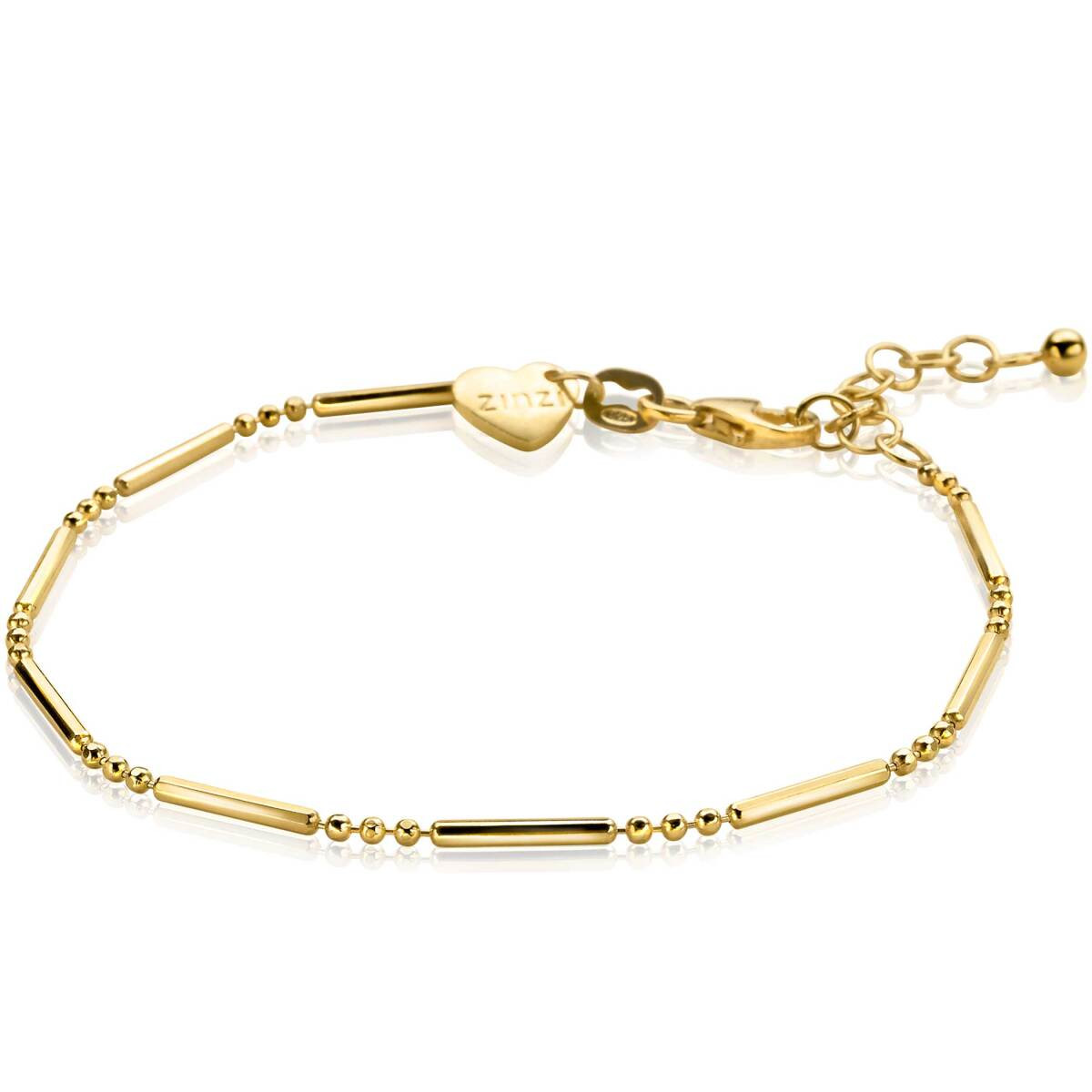 Zinzi ZIA1452G goudkleurige schakelarmband met staafjes en bolletjes 1.5 mm breed - Lengte 16.5-19 cm