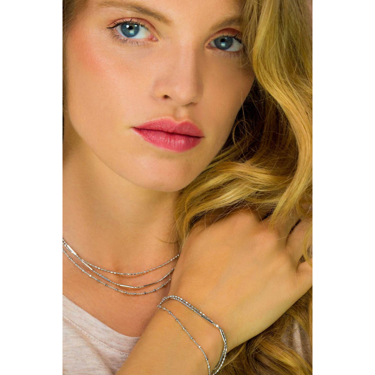 Zinzi ZIA1462 zilveren armband met bolletjes en staafjes 5 mm breed - Lengte 16.5-19.5 cm