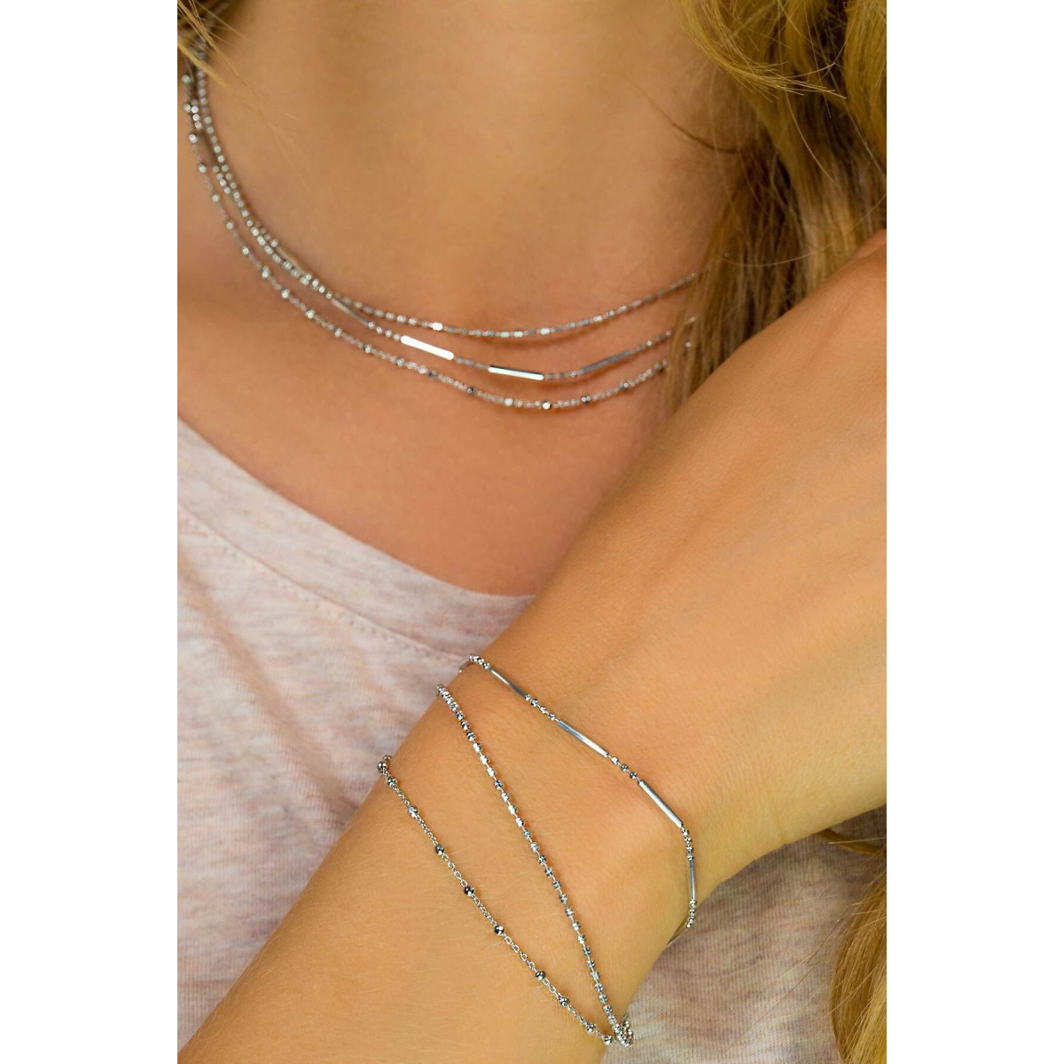 Zinzi ZIA1462 zilveren armband met bolletjes en staafjes 5 mm breed - Lengte 16.5-19.5 cm