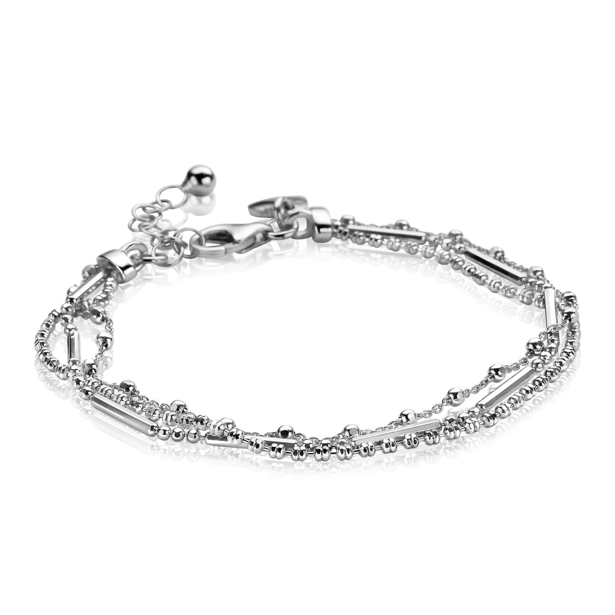 Zinzi ZIA1462 zilveren armband met bolletjes en staafjes 5 mm breed - Lengte 16.5-19.5 cm