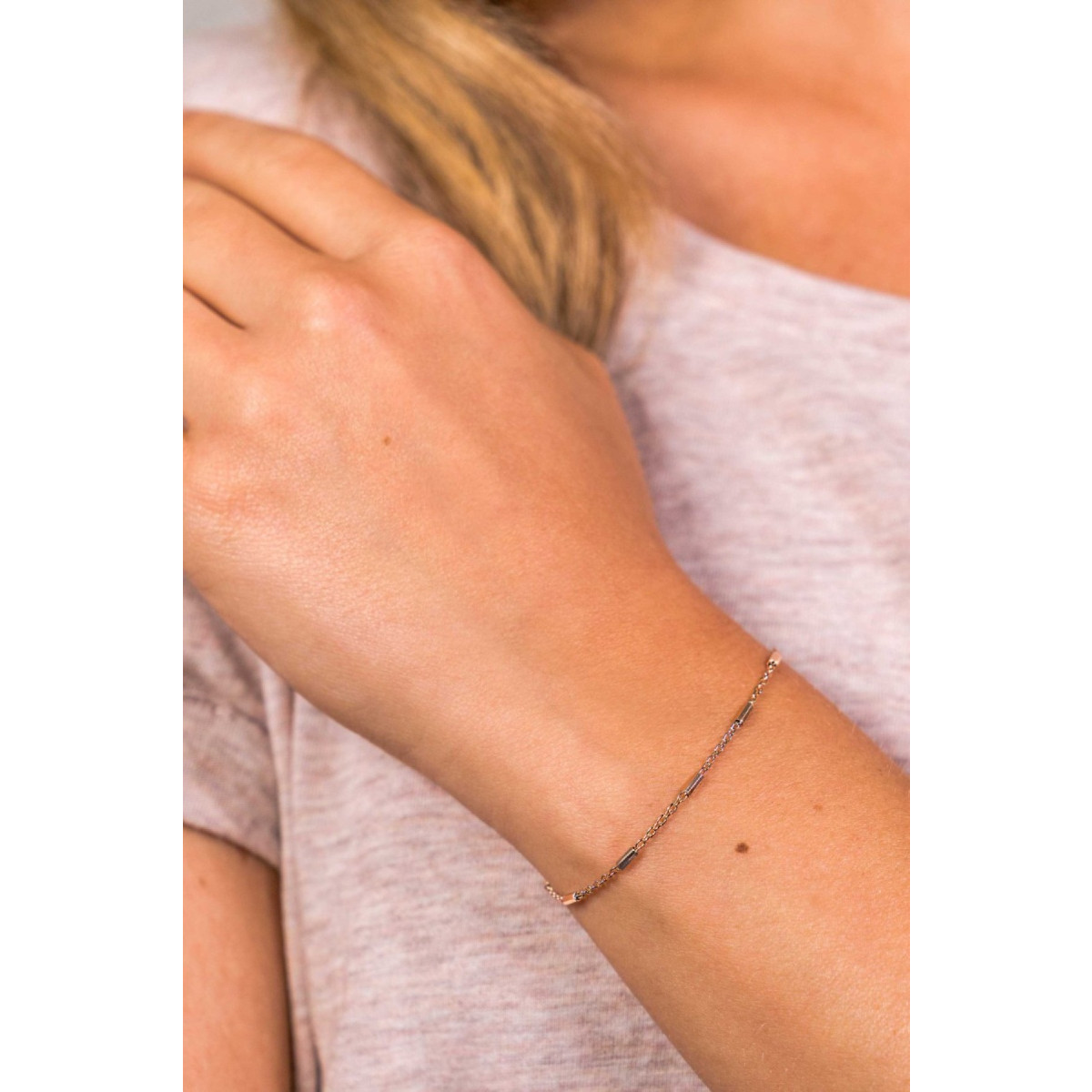 Zinzi ZIA1648R rosé gold plated armband met staafjes 1.7 mm breed - Lengte 17-20 cm