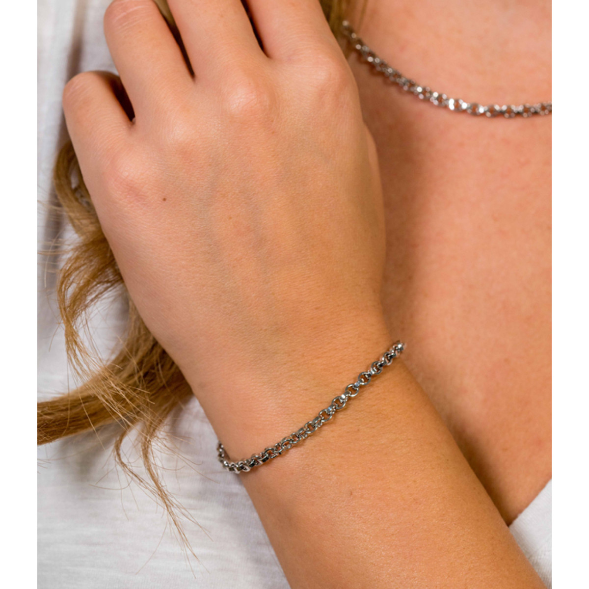 Zinzi ZIA1702 zilveren schakelarmband met ronde schakels 3.5 mm breed - Lengte 18.5 cm