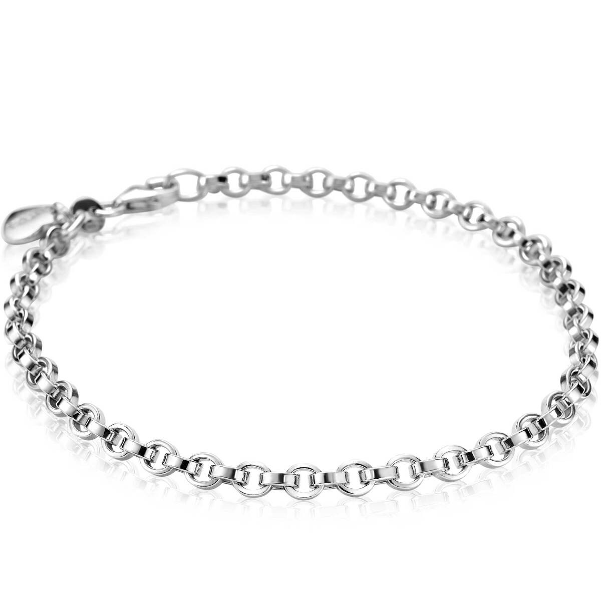 Zinzi ZIA1702 zilveren schakelarmband met ronde schakels 3.5 mm breed - Lengte 18.5 cm