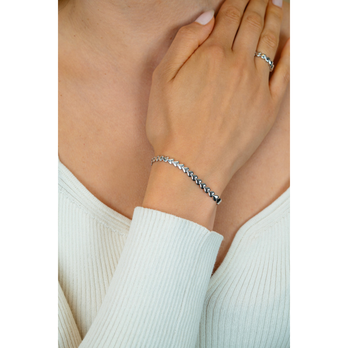 Zinzi ZIA1798 zilveren schakelarmband met hartjes 4.5 mm breed - Lengte 17-19 cm