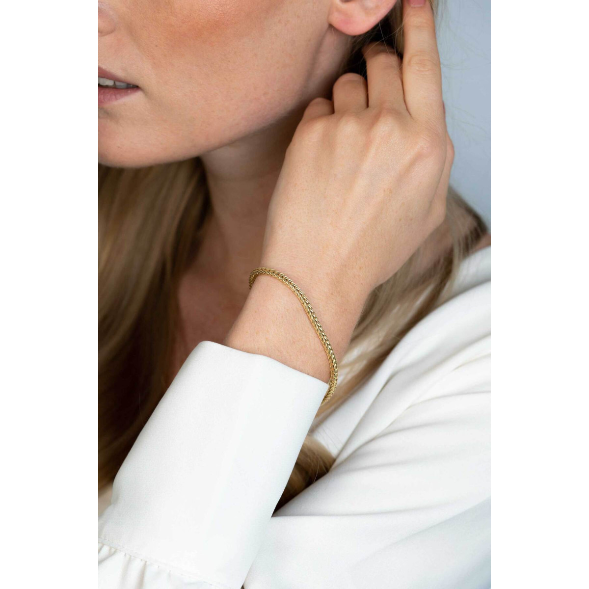 Zinzi ZIA1925G goudkleurige schakelarmband met vossenstaart 4 mm breed - Lengte 19.5 cm
