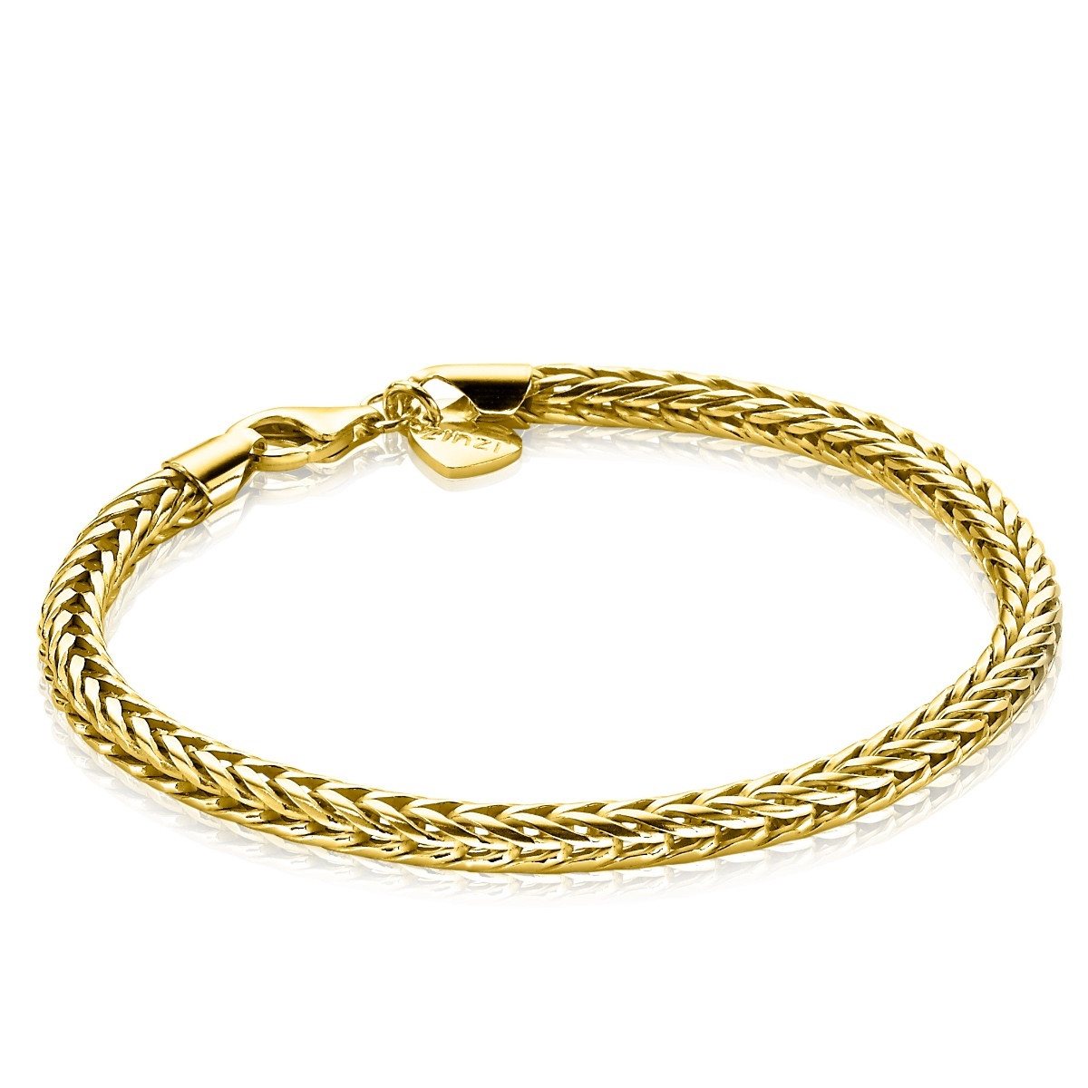 Zinzi ZIA1925G goudkleurige schakelarmband met vossenstaart 4 mm breed - Lengte 19.5 cm
