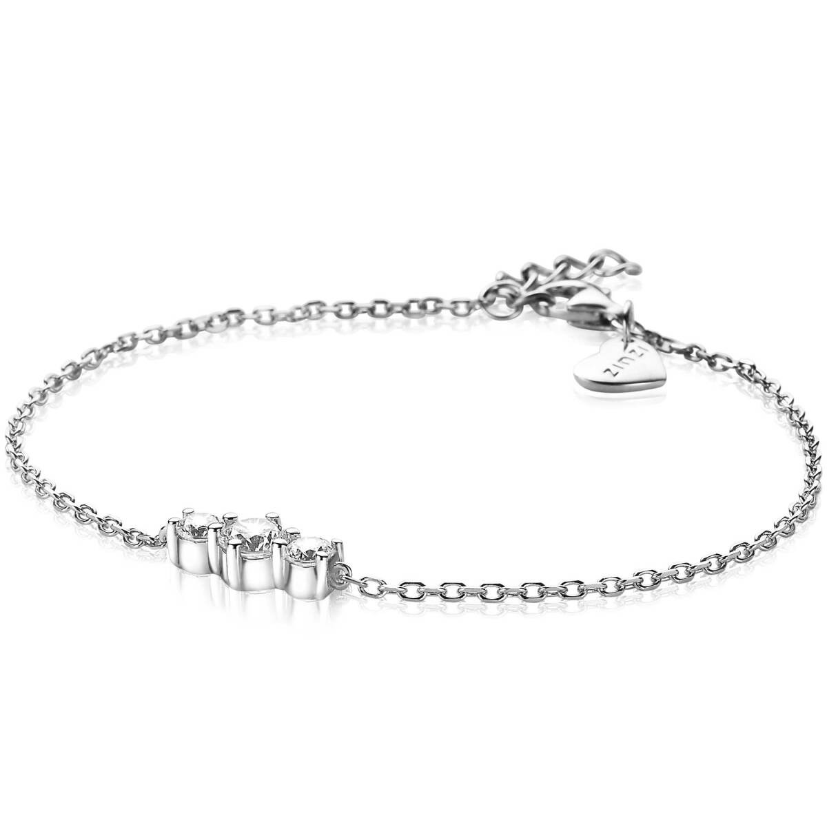 Zinzi ZIA2136 zilveren armband met 3 ronde zirkonia's 6.7 mm breed - Lengte 18-20 cm