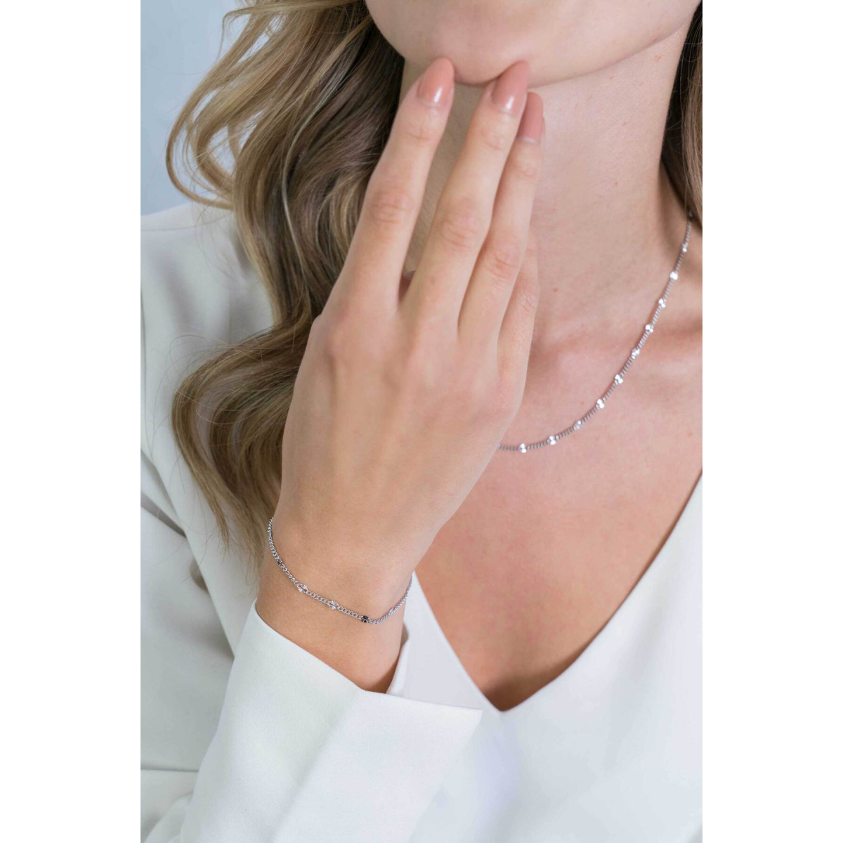 Zinzi ZIA2157 zilveren armband met ovale gediamanteerde plaatjes 2.7 mm breed - Lengte 17-20 cm
