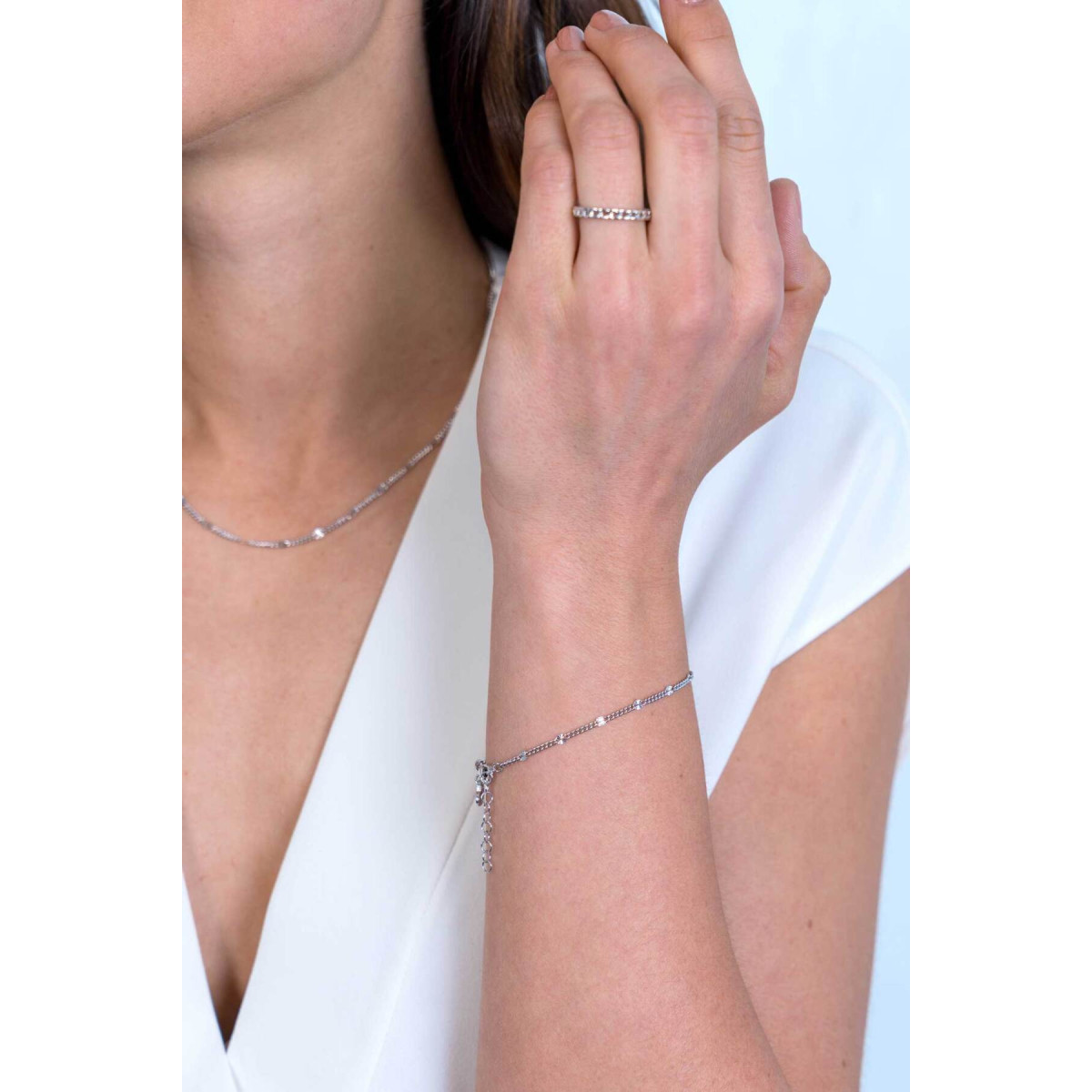 Zinzi ZIA2157 zilveren armband met ovale gediamanteerde plaatjes 2.7 mm breed - Lengte 17-20 cm
