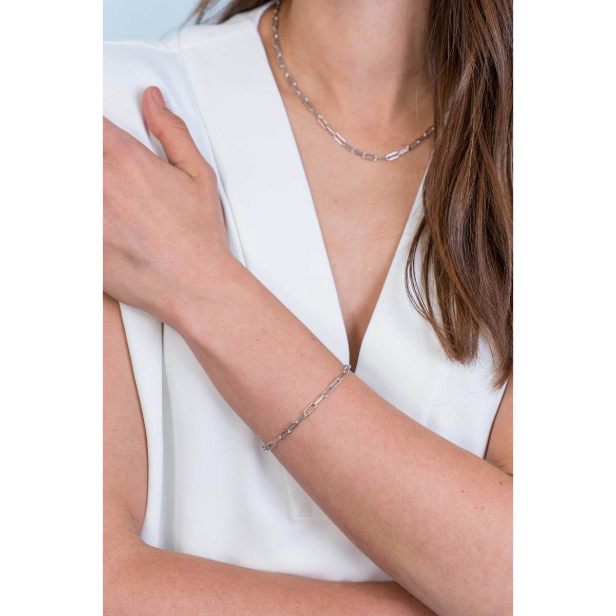 Zinzi ZIA2202 zilveren armband met glanzende paperclip schakels 3.5 mm breed - Lengte 18-20 cm