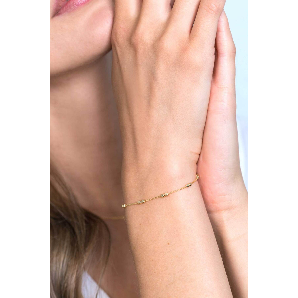 Zinzi ZIA2218G goudkleurige armband met vierkanten 2.1 mm breed - Lengte 17-20 cm