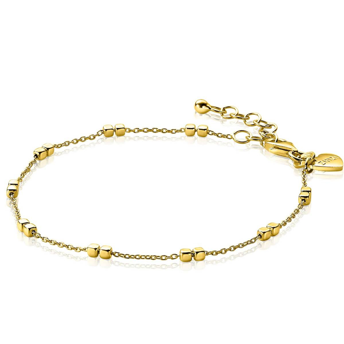 Zinzi ZIA2218G goudkleurige armband met vierkanten 2.1 mm breed - Lengte 17-20 cm