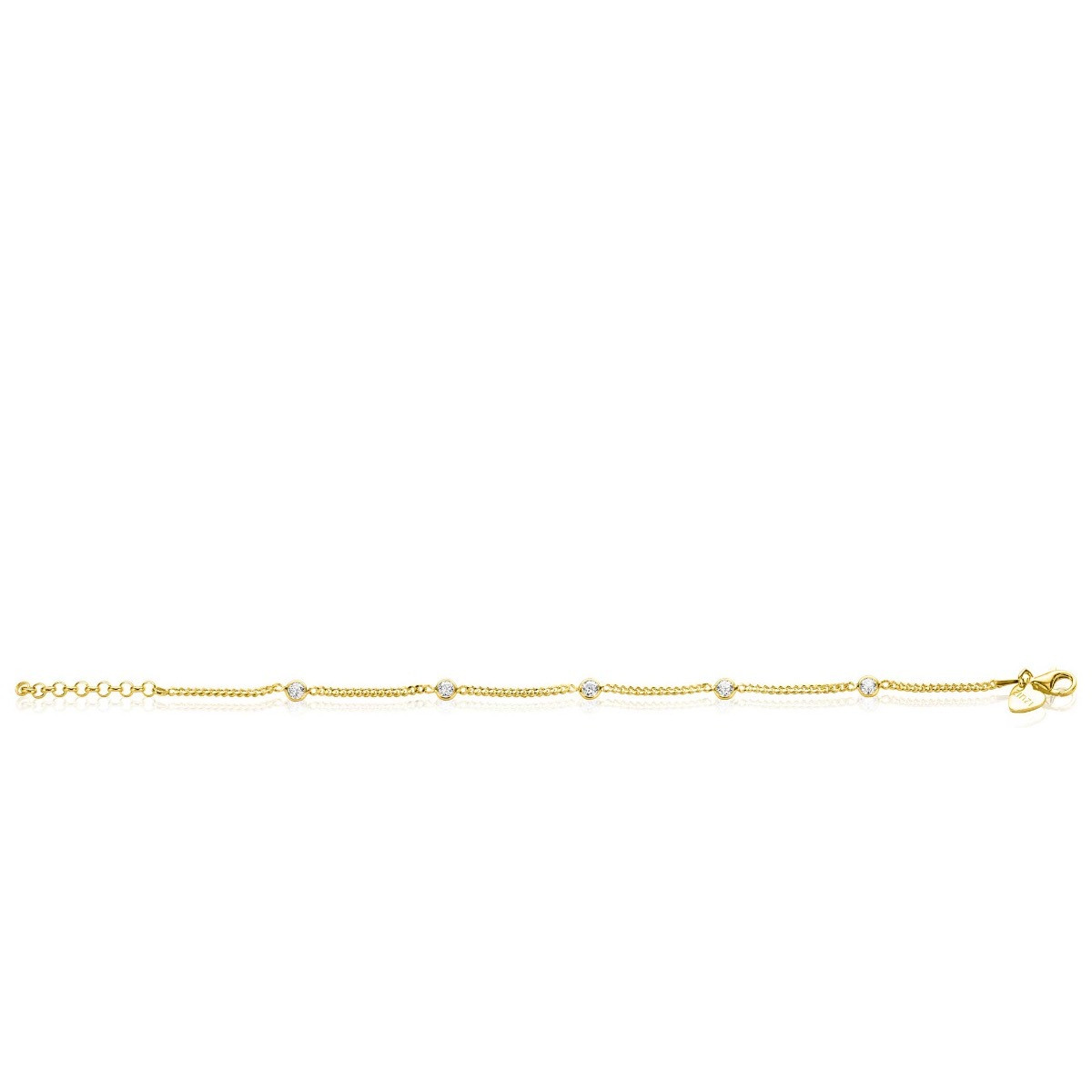 Zinzi ZIA2263G gold plated armband met ronde zirkonia's 4 mm breed - Lengte 16.5-19 cm