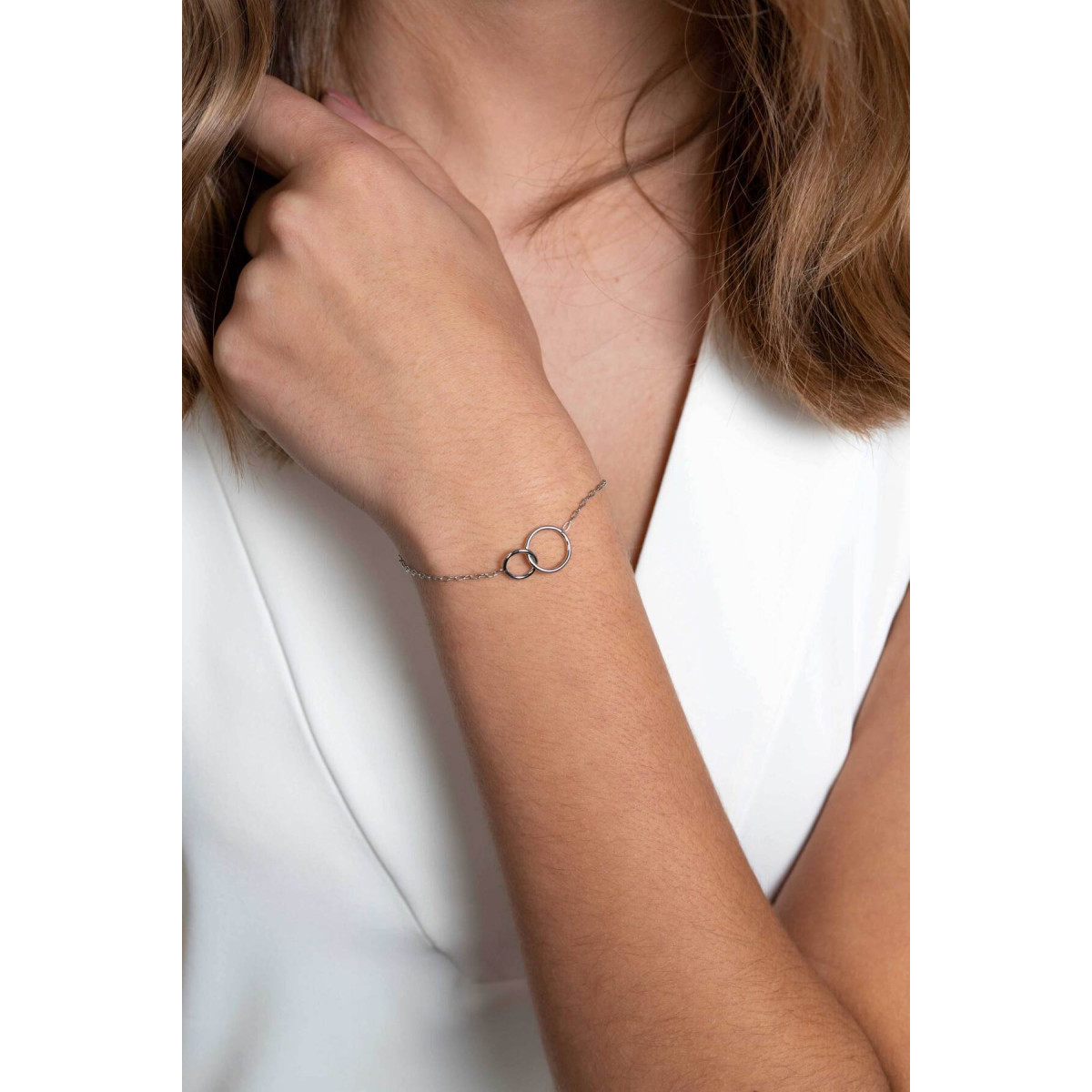 Zinzi ZIA2275 zilveren armband met 2 verbonden cirkels 12.5 mm breed - Lengte 17-20 cm