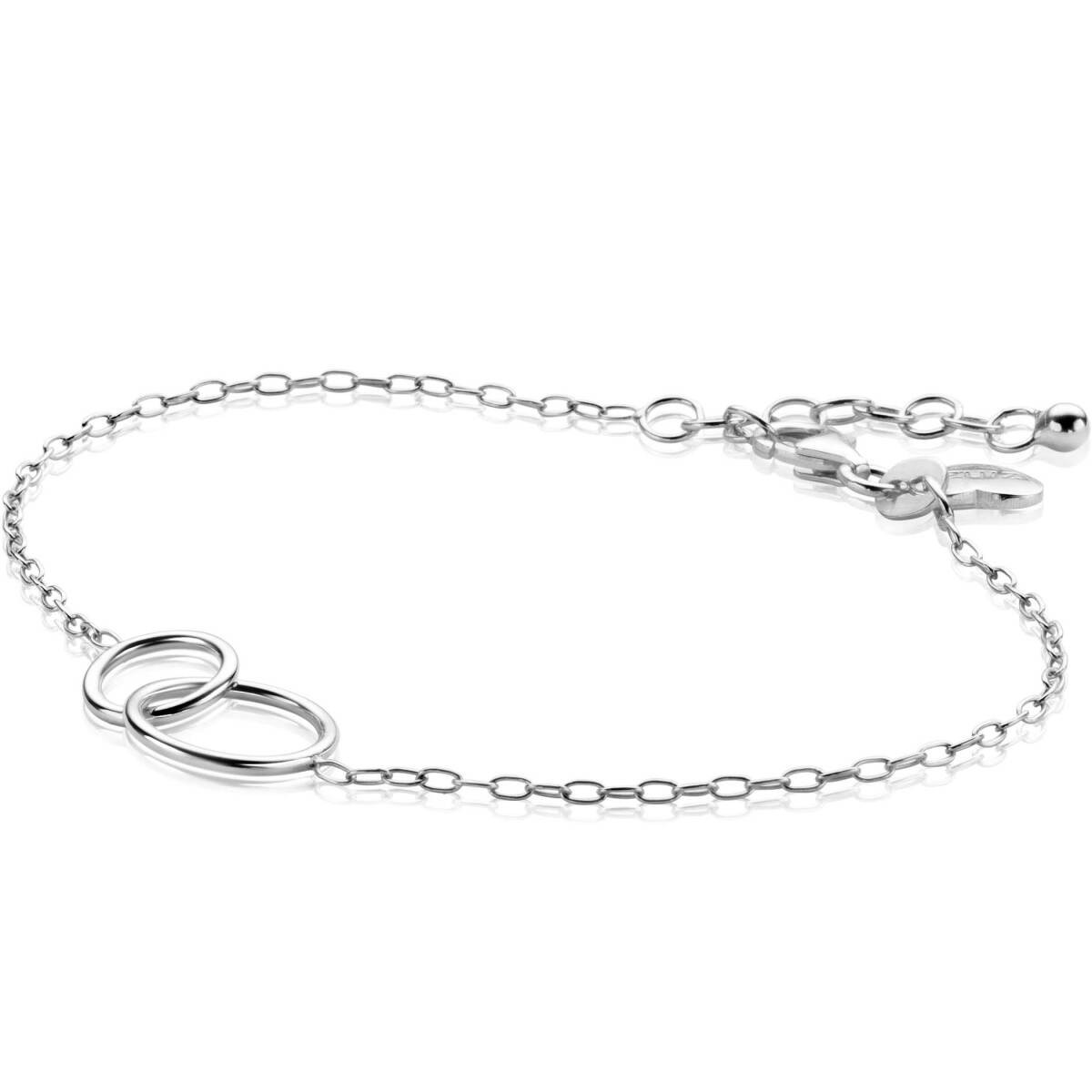 Zinzi ZIA2275 zilveren armband met 2 verbonden cirkels 12.5 mm breed - Lengte 17-20 cm