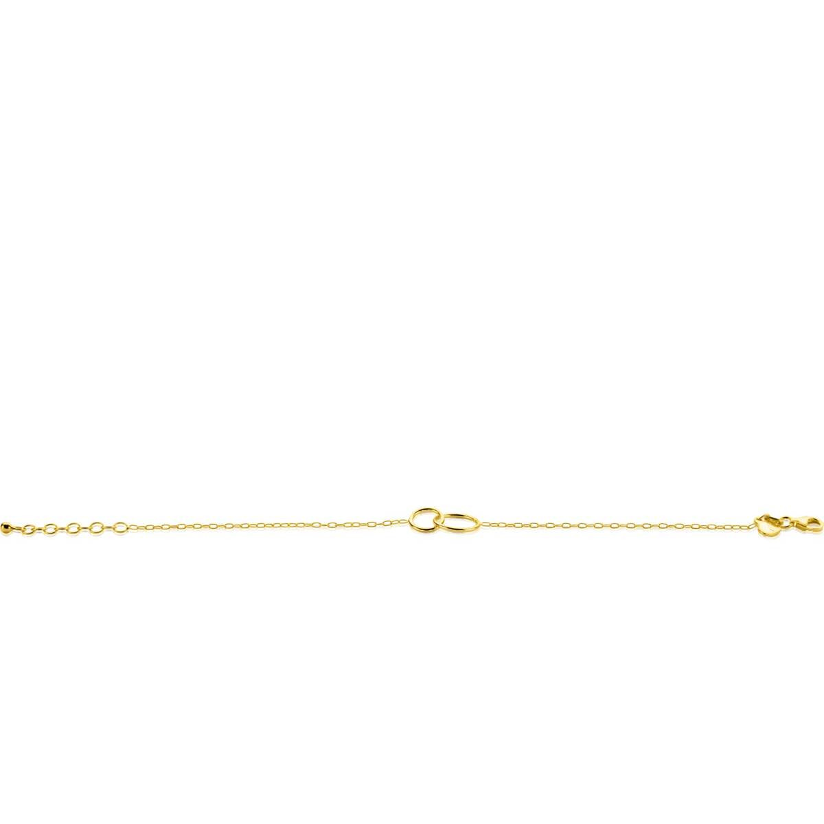 Zinzi ZIA2275G goudkleurige armband met 2 verbonden cirkels 12.5 mm breed - Lengte 17-20 cm