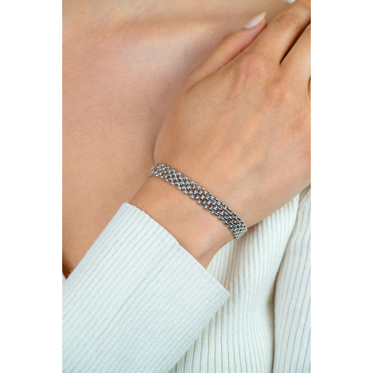 Zinzi ZIA2289 zilveren armband met rolex-stijl schakels 8 mm breed - Lengte 16.5-20 cm