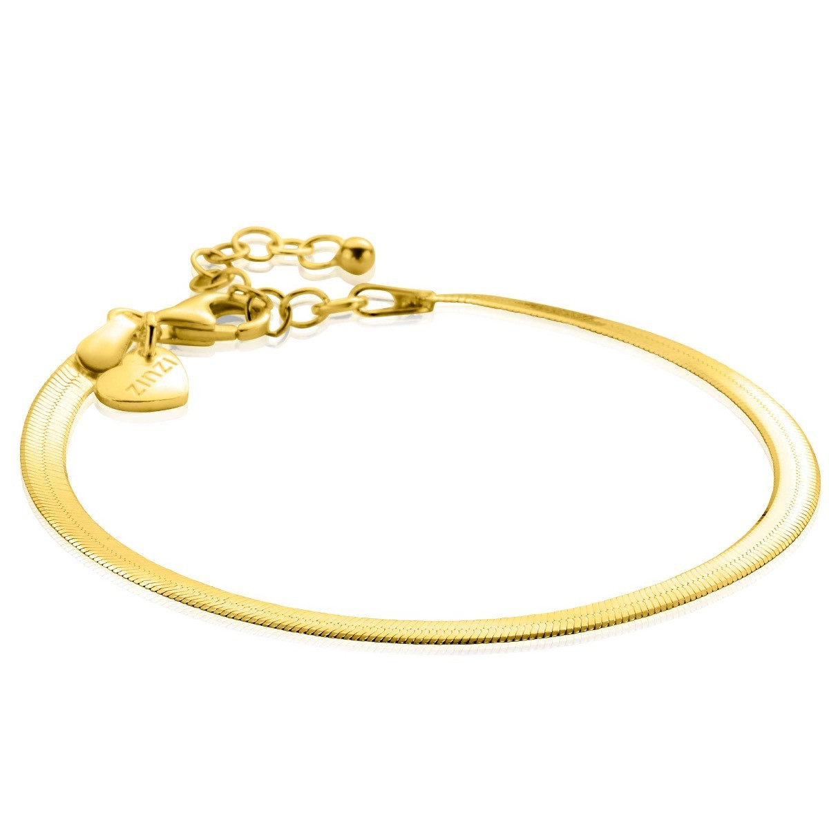 Zinzi ZIA2292G goudkleurige schakelarmband met slang schakels 3.5 mm breed - Lengte 17-20 cm