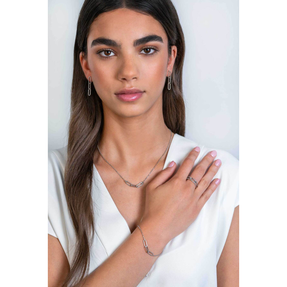 Zinzi ZIA2330 zilveren armband met 3 paperclip schakels 5.1 mm breed - Lengte 17-20 cm
