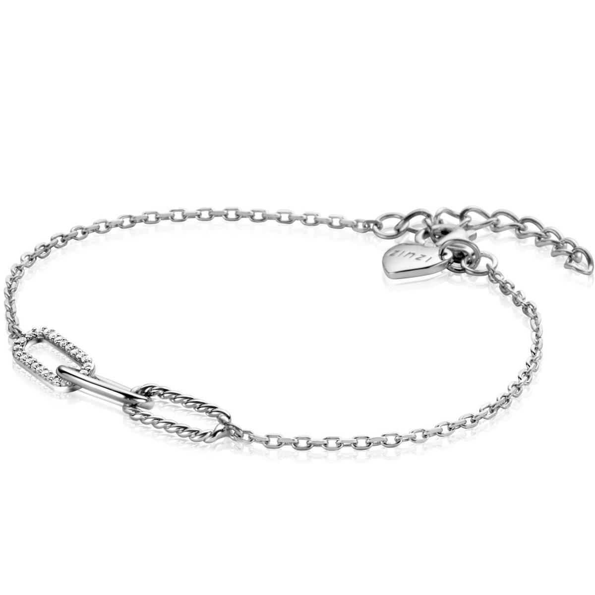 Zinzi ZIA2330 zilveren armband met 3 paperclip schakels 5.1 mm breed - Lengte 17-20 cm