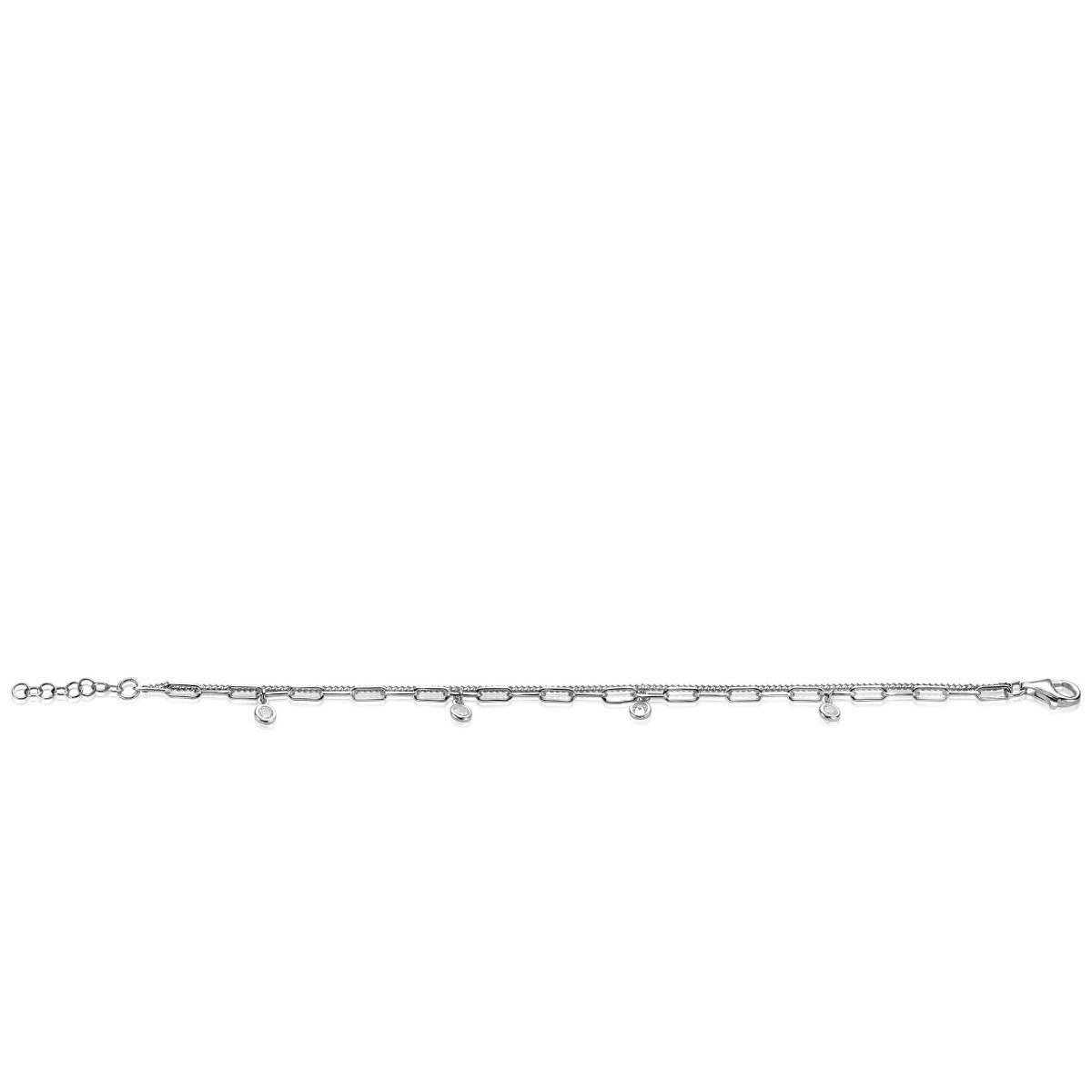 Zinzi ZIA2362 zilveren dubbele armband met paperclip en gourmet schakels - Lengte 16.5-19.5 cm