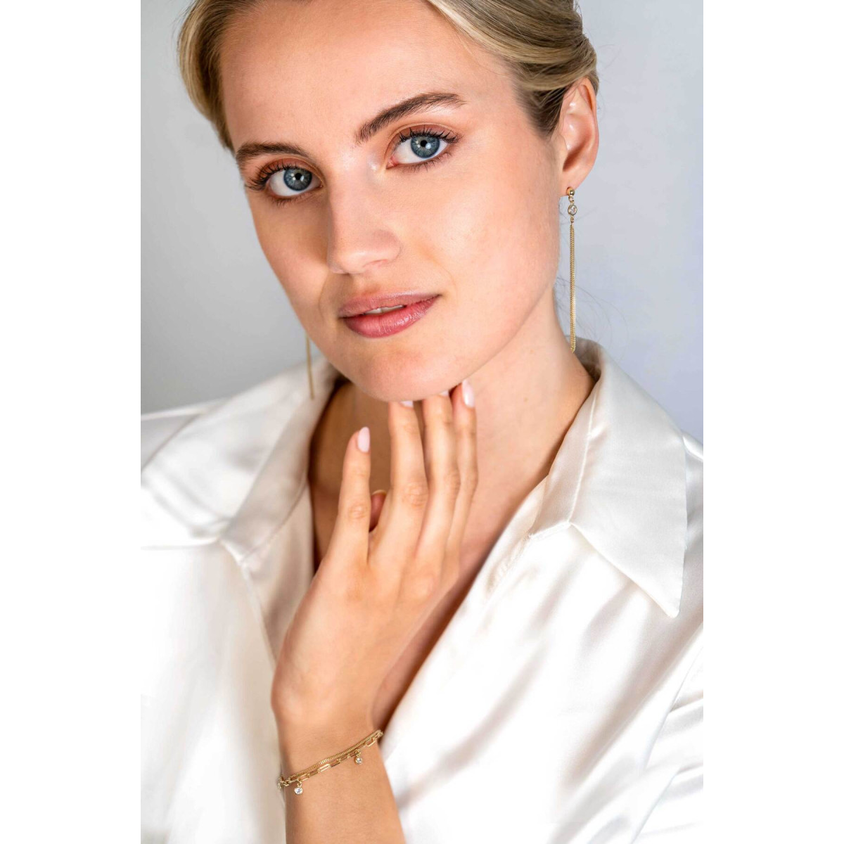 Zinzi ZIA2362Y dubbele gold plated armband met zirkonia 4.7 mm breed - Lengte 16.5-19.5 cm